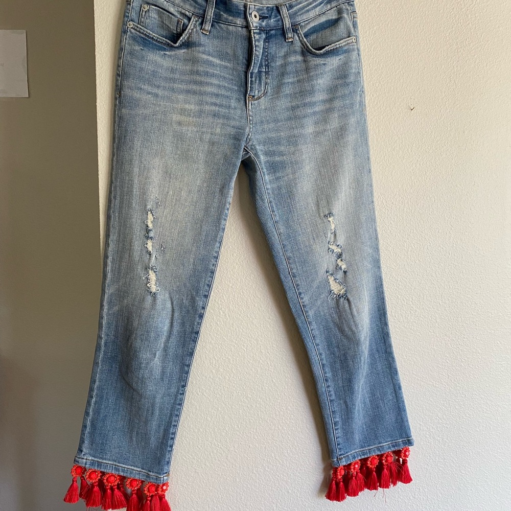 Pilcro Anthropologie slim boyfriend capris